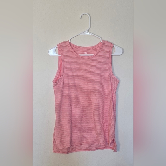 GAP Tops - Gap Pink Striped Sleeveless Easy Tee Tank Cotton Summer Casual Top XS